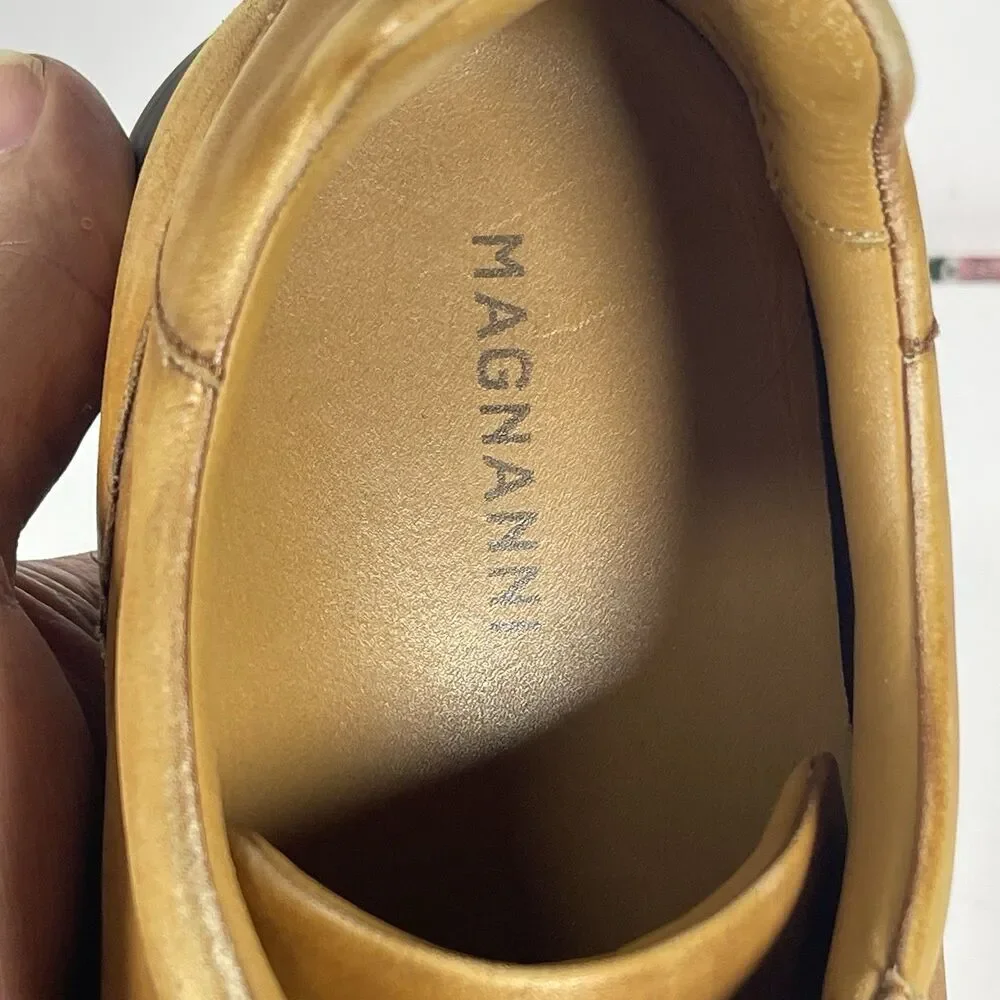 Magnanni Men’s Leather Perforated Sneakers | Size 9 M | Cognac Tan Made In Spain